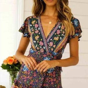 Summer Holiday Beach Mini Dress Wrap Sundress